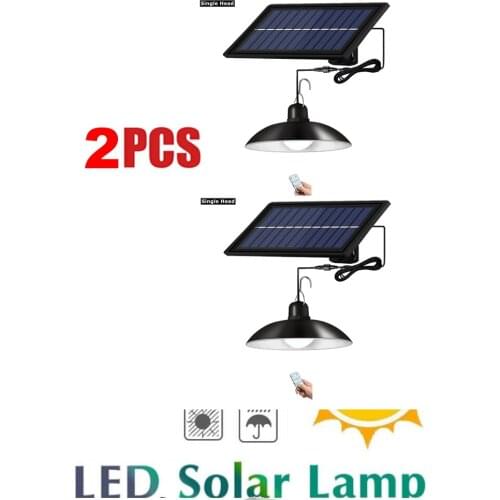 2pcs remote 30 led 2 head Retro Lampshade Solar Bulb Light Classical Chandelier 3Meters Wire Solar Panel Glass Bulb Lantern Lamp