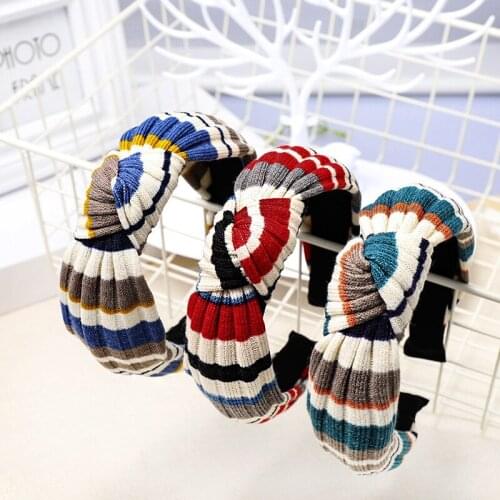 2020 Fashion Colorful Stripe Headband Turban Pearl Hairband Knotted Head Wrap Hair Accessories for Women Girls Headwear New