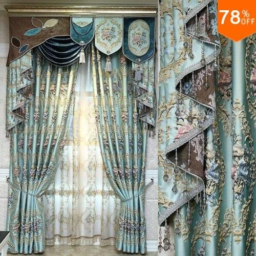 3D Embossed Flower curtain fabric curtains for living room Quality Luxury Blinds Beads Bedroom curtains dormitorio