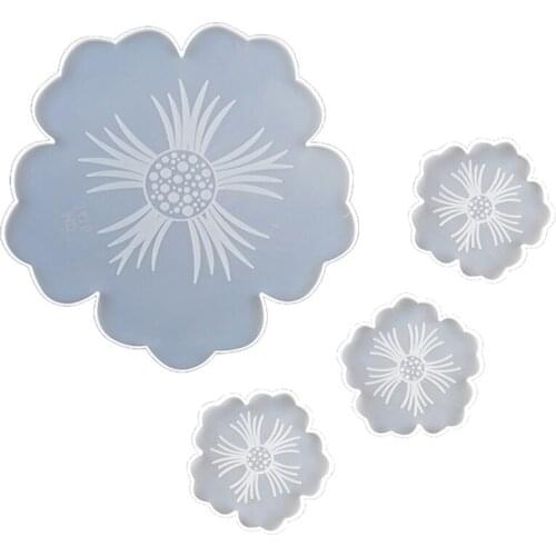 4pcs/set Flower Silicone Molds Coaster Resin Casting Mat Mould DIY Making Tool