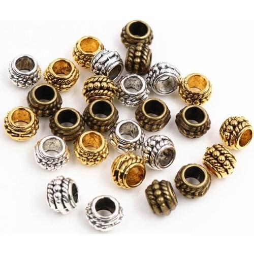 8x6mm 30pcs Hole Size 3.7mm Antique Gold Bronze Silver Plated Ball Handmade Charms Pendant Jewelry Making for Bracelet Necklace