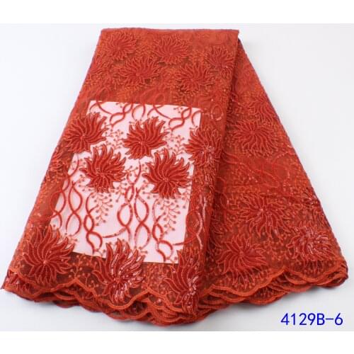 White sequins lace fabric high quality luxury lace fabric embroidery african bridal sequins for african lace fabric 4129B