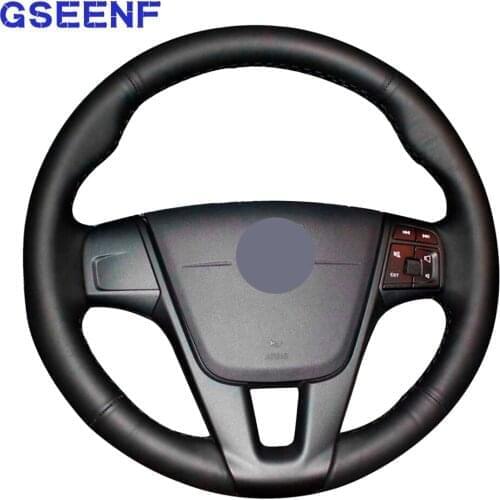 Car Steering Wheel Covers Hand-Stitched Artificial Leather For VOLVO S60 2011-2014 V40 V60 XC60 2013-2017