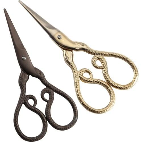 DONYAMY Vintage Tailor Scissors Costureros Gold/Bronze Snake Pattern Steel Sewing Scissors Household Tools 10.5cm