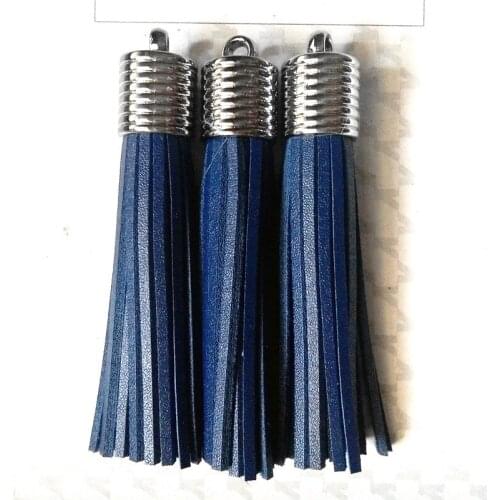 FUYIER Gun Black Top Leather Tassel Long Tassel DIY Jewelry Accessories For Key chains Earrings Charming Pendant 7.8cm 12pcs/lot
