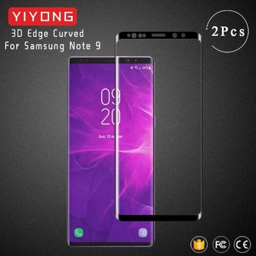 YIYONG 3D Edge Curved Glass For Samsung Galaxy Note 9 8 Tempered Glass Screen Protector For Samsung S9 Plus S 9 Note9 Glass