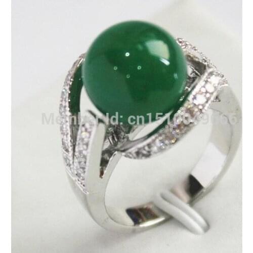 GOOD SHIP >>12mm Green jade Ring AAA Grade 4size choose