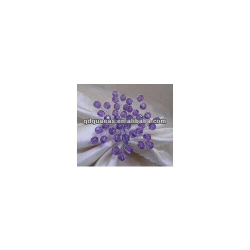 Crystal pearl flower napkin ring, purple beaded wedding napkin holder