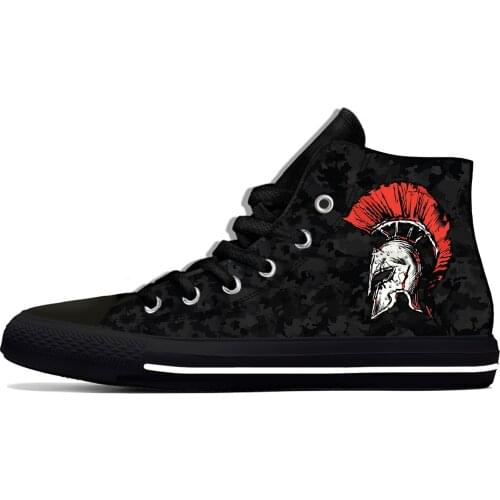 Roman Greek Spartan Sparta Warrior Helmet Fashion Casual Cloth Shoes High Top Lightweight Breathable 3D Print Men Women Sneakers