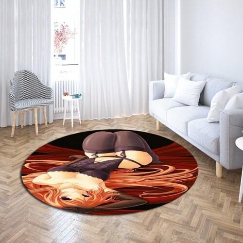 Round Carpet Japan Anime Beauty Print Area Rugs Table Area Rugs Bedroom Kitchen Rugs Home Decor Sexy Lady Floor Mat Dropshipping