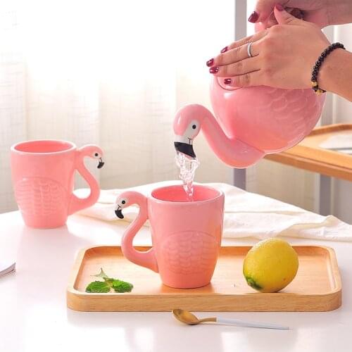 Coffee Mug Tumbler Mug Wine Tumbler Ceramic Flamingo Kettle Water Cup Creative Teapot Mug Teapot