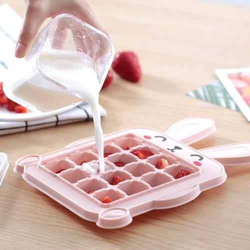 16 Grids Ice Cube With Lid Cute Rabbit ice Tray Small DIY For Kids Fruits Ice Popsicle Molds Maker Children Kitchen Accessories