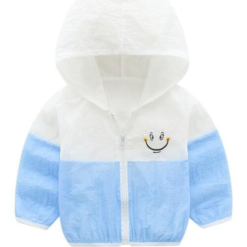 Boy and girl lightweight breathable sun protection clothing Childrens soft and comfortable zipper shirt Hooded air-conditioning