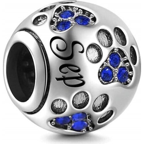 Hot Sale Silver 12 Color Birthstone Charm Fit Original 3mm Bracelet&Bangle Making Fashion DIY Jewelry For Women September