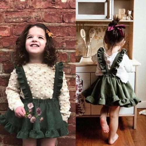 Hot Girls Skirts Newborn Infant Baby Girl Outfits Corduroy Lace Strap Skirts Sundress Brand-newe Children Skirts