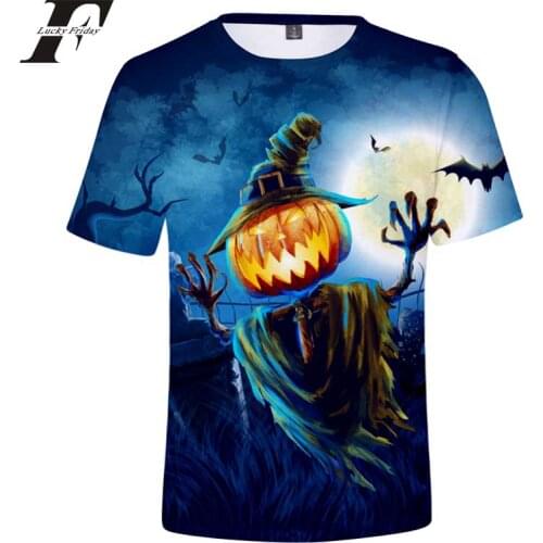 LUCKYFRIDAYF 2018 Happy Halloween 3D Short Sleeve Funny t shirt Pumpkin Face T-shirts Print Men/Women Summer Tops Tee 4XL