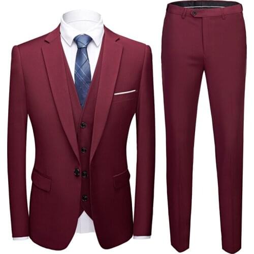 2020 new Male Suits Blazer Slim Business Formal Dress Groom Man Suit Exquisite Weeding Off ice Set Thin Blazer set Three Pieces
