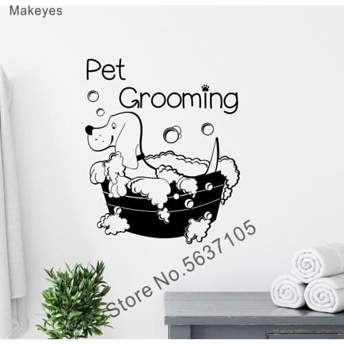 Makeyes Pet Grooming Wall Stickers Home Cute Wall Decor Art Pet Dogs Animal Decoration Wall Decal Vinyl Removable Wallpaper Q046