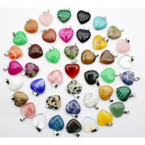 Wholesale 24pcs charms Quality natural tiger eye stone crystal agates Turquoises 20mm heart charms pendants DIY jewelry making
