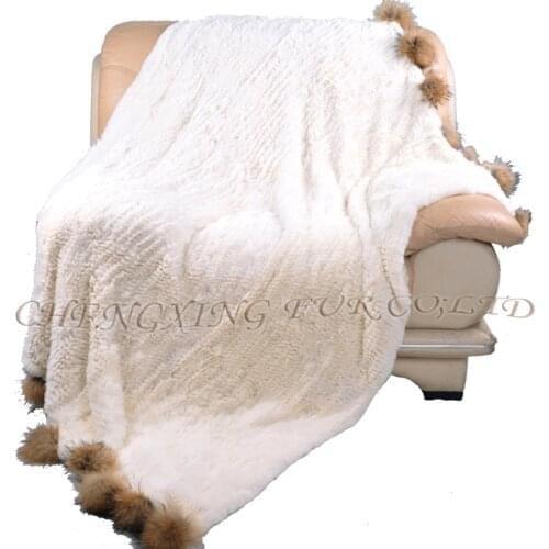 CX-D-108 Custom Made Natural Colour Knitted Blankets Rex Rabbit Fur Blanket Adult Blankets For Beds ~ DROP SHIPPING