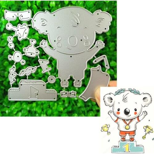 Suitable for Christmas metal cutting die and DIY scrapbook album 3D creative greeting card making champion bear 2021 NEW