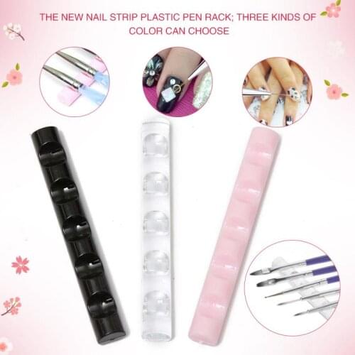 1Pc Nail Art Brush Holder Stand Makeup Nail Brush Pens Clear/Pink/Black DIY Brushes Rest Acrylic Display Portable Manicure Tools