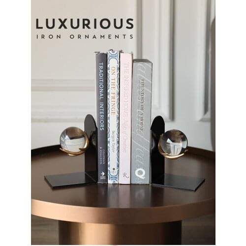 Modern Golden Antlers Stand With Crystal Ball Ornament Nordic Fun Stainless Steel Bookend Creative Home Decoration Furnishings