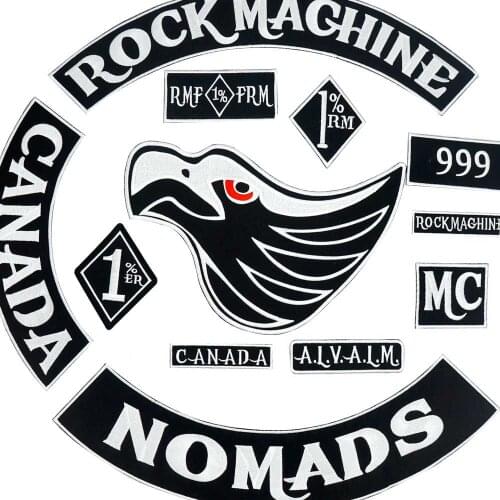 ROCK MAGHINE CANADA NOMAD Biker Patch BACKING Embroidered biker Patches Badge 13 PCS/SET
