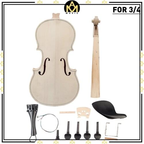 DIY Violin 3/4 Violin DIY Kit Natural Solid Wood Acoustic Violin Fiddle Kit Spruce Top Maple Back Neck Fingerboard New