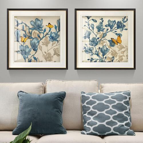 Modern European and American Style Decorative Paintings Bedroom Living Room Slightly Drunk Flower Butterfly Background Painting