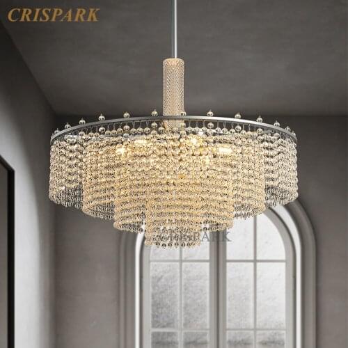 Modern LED Round Chandelier Lighting Crystal Ceiling Chandelier for Living Room Chrome Luxury Lighting Fixture Home Bedroom Lamp