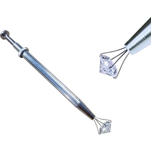 Telescopic Handle Repair Tool Portable Stainless Steel Four-jaw Clamp Telescopic Handle Gemstone Jewelry Grasping Tweezers