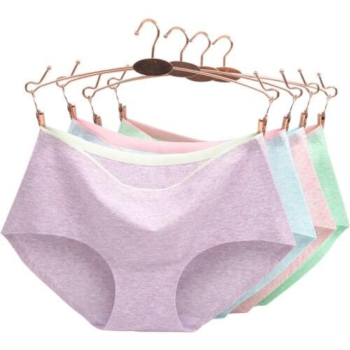 Womens Cotton Panties High Waist Breathable Comfortable Seamless Young Girls Ladies Underwear Intimate Briefs Boyshort Female