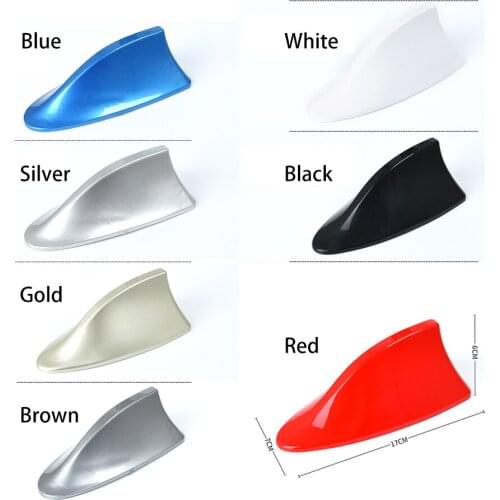 Universal Car Roof Shark Fin Antenna Cover AM FM Radio Signal Aerial Adhesive Tape Base Fits Most Auto Cars SUV Truck