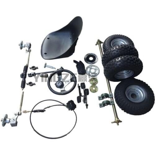 GO KART KARTING ATV UTV Buggy 1M Rear Axle Steering Gear Rack Pinion U Joint Tie Rod Steering Wheel Brake Pump With 6" Wheels