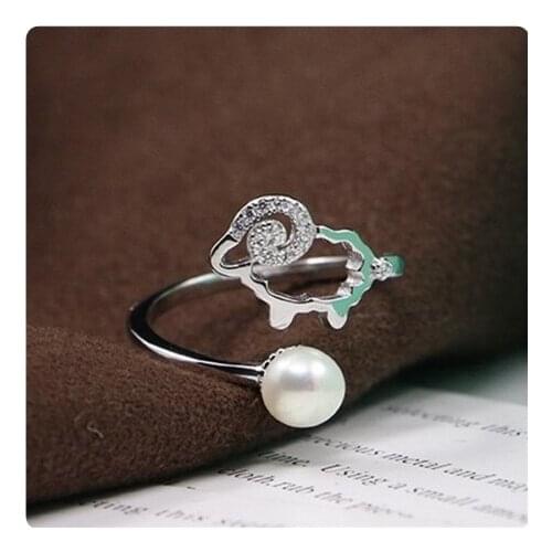 925 Sterling Silver Sheep Open Rings For Women Hypoallergenic Fashion Girl Sterling-silver-jewelry