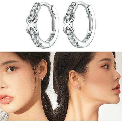 Women 925 Sterling Silver Small Hoop CZ Cubic Zirconia Helix Lobes Earrings Stud Huggie Piercing Earrings Dainty Gift