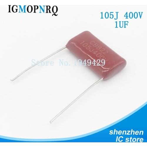 10PCS/Lot 1uF 105 400V CBB Polypropylene Film Capacitor Pitch 20mm 105 1uF 400V NEW