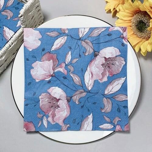 20Pcs/Pack Elegant Flower Table Decoupage Paper Napkins Vintage Floral Napkin Paper Tissues for Wedding Party Decors Wholesale