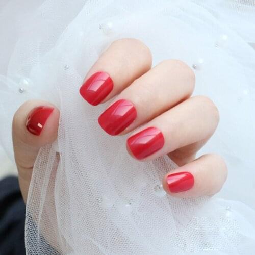 2020 24pcs short paragraph new cute candy color hot buy fake fingernails complete red SN684