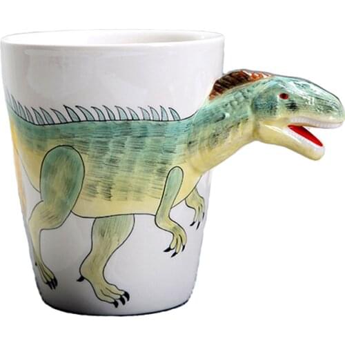 350ml Creative Dinosaur Ceramic Cup Hand Painted Animal Coffee Mug 3D Cartoon Tyrannosaurus Cup Children Milk Cup Coffee Cup