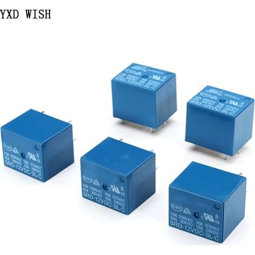 5pcs Relays SRD-05VDC-SL-C SRD-12VDC-SL-C SRD-24VDC-SL-C SRD-48VDC-SL-C 5 Pin DC 5V 12V 24V 48V 10A 250VAC 5PIN Power Relays