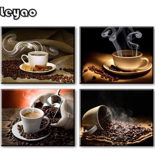 5D Diy Diamond Painting Cross Stitch retro coffee art Diamond Embroidery Full Square Round Bathroom,kitchen & dining room decor