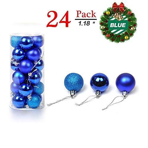 AIZHIWENG Christmas Balls Ornaments for Xmas Tree - Shatterproof Christmas Tree Decorations Large Hanging Ball Blue 1.18" x 24 P