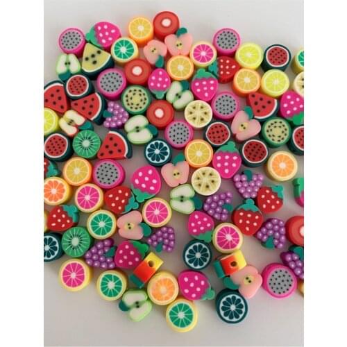 10mm Mixed Polymer Fimo Clay Fruit Beads, dıy Jewelry Making Fruit Model Figure Spacer Beads (100 Pcs)