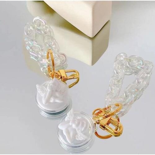 For Apple Airtag Case Cute 3D Angel Wrist Chain Anti-lost Keychain Cover For Apple Airtags Matte Slim TPU Loop Protective Sleeve