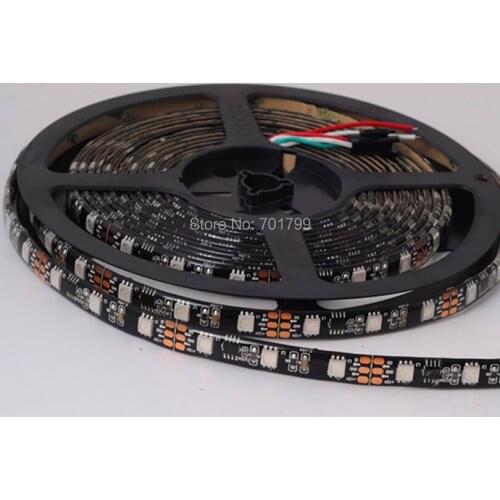 BLACK PCB 5m DC12V WS2811 240LEDs (16pixes/m) led digital strip;IP65;waterproof by silicon coating