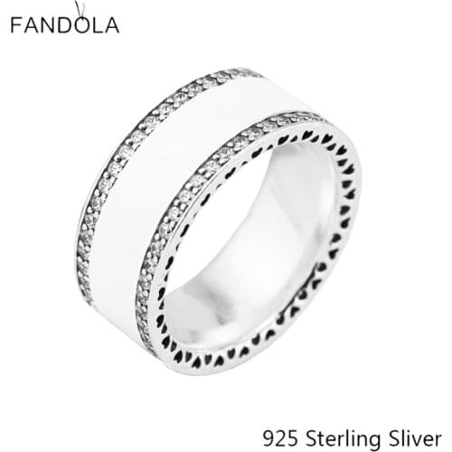 CKK Silver 925 Jewelry Hearts of White Enamel Rings For Women Fashion Making Sterling Silver Original Ring