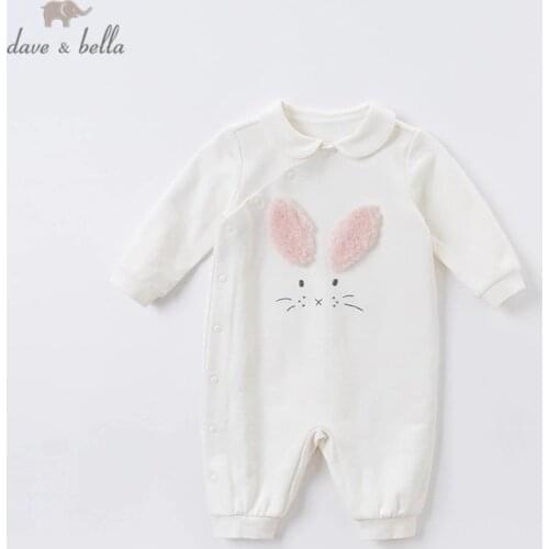 DB16091 dave bella autumn new born baby girls fashion cartoon jumpsuits infant toddler clothes children romper 1 piece