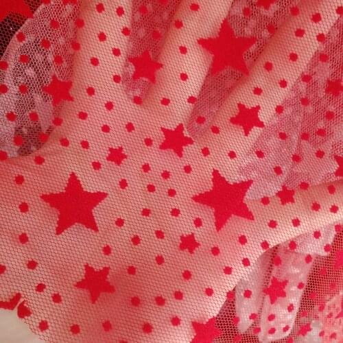 RTS Stretchy Jersey Flocked Fabrics Knit fabrics Stars Flora Flocked Process Welcome custom new design lady dress